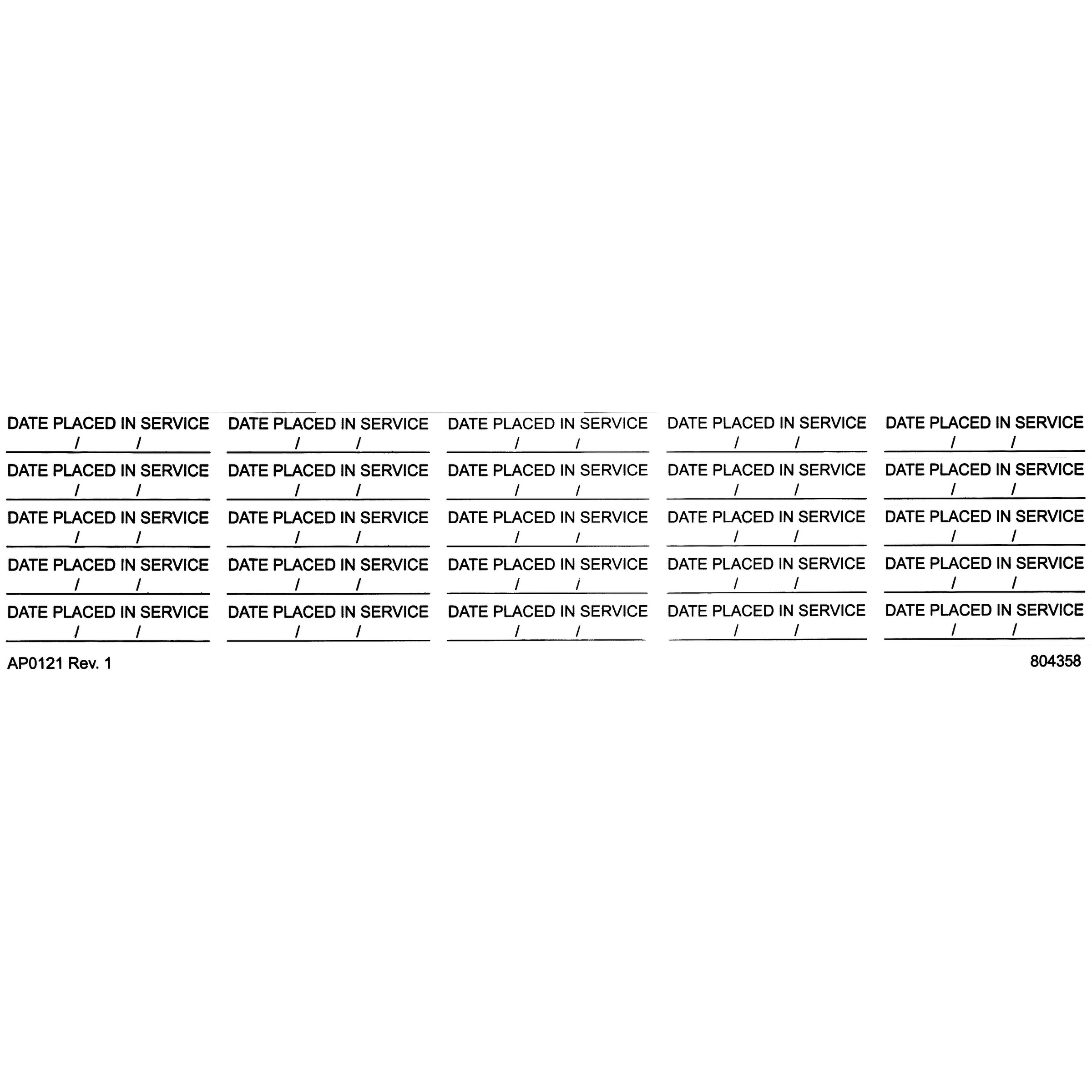In-Service Helmet Label, Sheet of 25, Pressure Sensitive